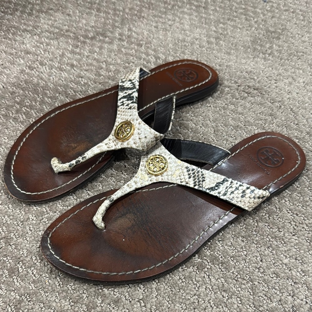 Tory Burch Snakeskin Sandals Size 8